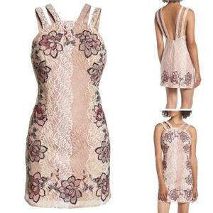 ANTHROPOLOGIE Foxiedox Georgina Sheath Blush Pink Multi Mini Dress